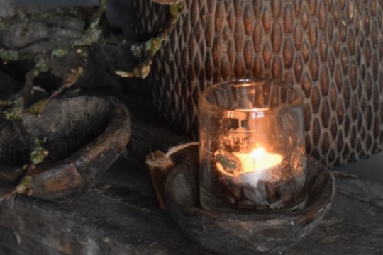 Windlicht Puur Wonen metal chips 7 x 7 cm.