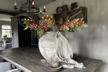 Kunst appeltak met frisse groene blaadjes