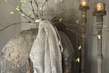 Krul tak met groene blaadjes