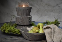 Houten vijzel vergrijsd