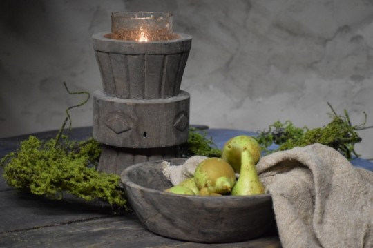 Houten vijzel vergrijsd