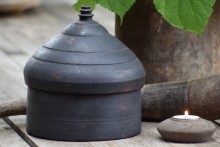 Zwarte  houten Tika pot  XL