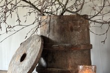 Oude houten ton met deksel Nr 3