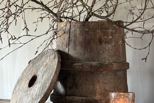 Oude houten ton met deksel Nr 3
