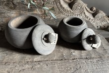 Set van 2 houten potjes